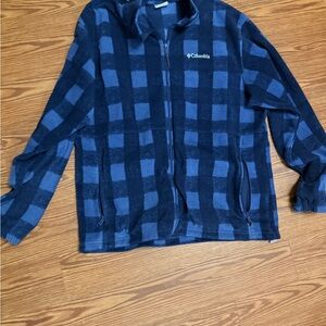 Columbia XL Blue Plaid Fleece Men’s Zipper Checkered Jacket